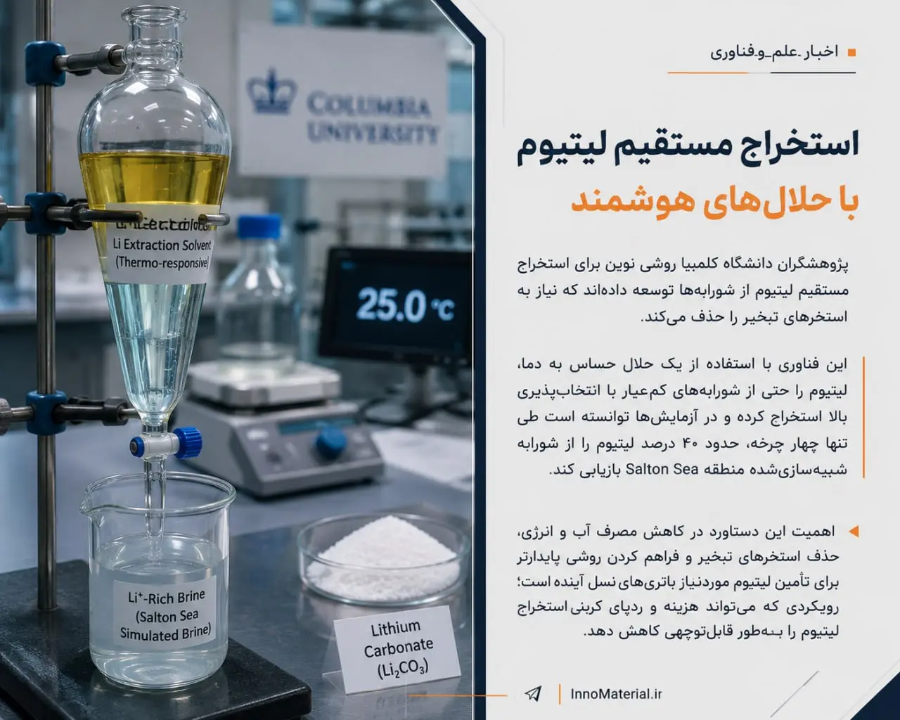 استخراج مستقیم لیتیوم با حلال‌های هوشمند